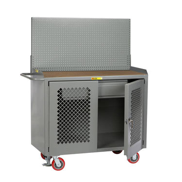 Mobile Bench Cabinets w/ Clearview Doors - Model MHP2DHDFLPB